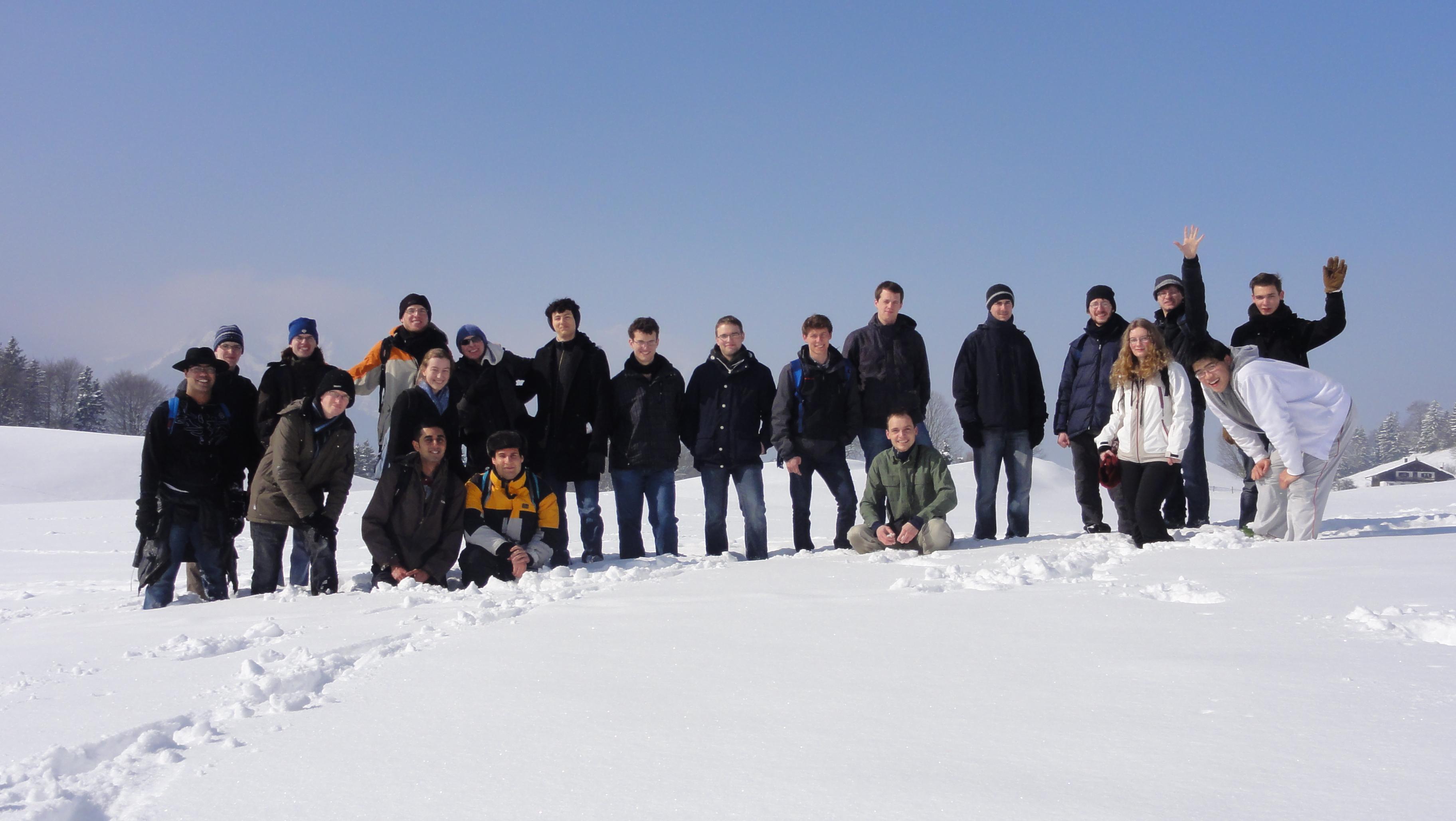 students in the snow